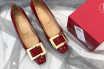 RV单鞋 罗杰维维亚顶级版本方扣粗跟单鞋 酒红-高仿包包