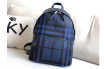 Burberry高仿包包代购级别巴宝莉专柜最新London格纹双肩包 大号蓝色-高仿包包