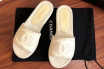 Chanel拖鞋 香奈儿专柜同款手工编织女式拖鞋 白色-高仿包包